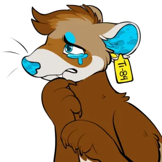 😢 T-84 Furry, Pleurs, Triste, Animal, Anthropomorphe, Loutre whatsapp sticker