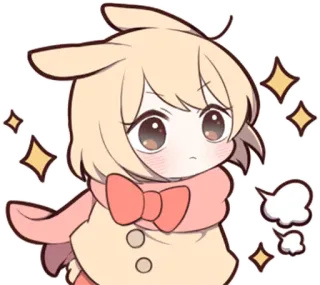 ✨ Q版, 动漫, 卡哇伊, 可爱, 女孩, 闪亮, 围巾 telegram sticker