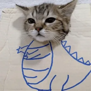 🦖 gatto, gattino, dinosauro, disegno, animale domestico, animale telegram sticker