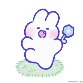 🥰 coniglio, coniglio, fiore, carino, bianco, cartone animato telegram sticker