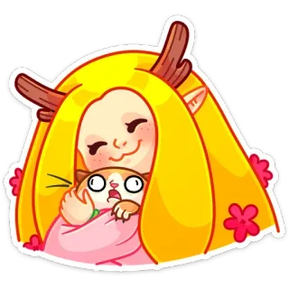 🤗 Cartone animato, Elfo, Gatto, Carino, Personaggio, Sticker telegram sticker