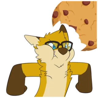 🍪 fox, cartoon, glasses, cookie, snack, animal, cute telegram sticker