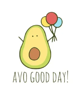🌼 AVO GOOD DAY! Avocado, Luftballons, süß, Essen, Gruß, positiv, glücklich whatsapp sticker
