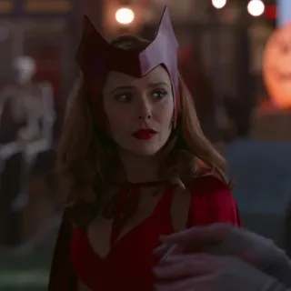 🙁 Scarlet Witch WandaVision Алая Ведьма, Ванда Максимофф, Marvel, супергерой, костюм, персонаж комиксов whatsapp sticker