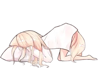 😷 fille anime, triste, allongée, cheveux blonds whatsapp sticker