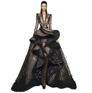 😕 Modeillustration, Kleid, Couture, Abendkleid, Designer, Frau telegram sticker