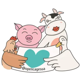 🐔 @opencagesua animal, lindo, corazón, cerdo, vaca, pato, pollo whatsapp sticker