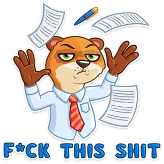 😠 F*CK THIS SHIT loutre, en colère, frustré, bureau, travail, jurer, offensant telegram sticker