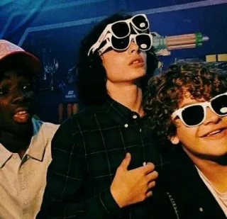 😎 stranger things, teman, grup, anak-anak, kacamata hitam telegram sticker