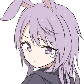 😓 Аниме, Кролик, Девушка, Милый, Наклейка, Мультфильм, Зайчик whatsapp sticker