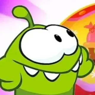 🙂 Om Nom Cut the Rope Om Nom, Cut the Rope, dessin animé, monstre, vert, mignon whatsapp sticker