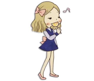 😛 Cartoon, Mädchen, Singen, Musik, Süß, Blond, Lutscher whatsapp sticker