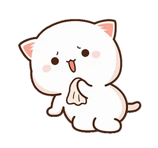 😟 gato, fofo, kawaii, chibi, chorando, triste, branco telegram sticker