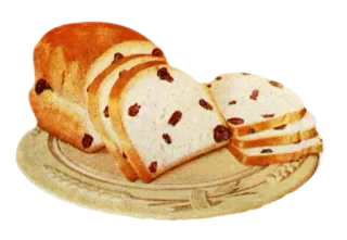 🍞 pane all'uvetta, pane, cibo, pane in cassetta, uvetta, pagnotta, panificio whatsapp sticker