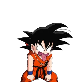 😐 Goku Dragon Ball アニメ, カートゥーン, キャラクター, 悟空, ドラゴンボール, 少年, 舌 telegram sticker
