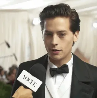 ❄ VOGUE Vogue, homem, entrevista, terno, microfone, celebridade whatsapp sticker