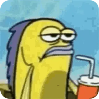 😴 Bubble Bass SpongeBob SquarePants spongebob, cartoon, bubble bass, fish, drinking, bored, meme whatsapp sticker