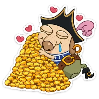🤑 dog, pirate, gold, treasure, cartoon, animal, cute, happy telegram sticker