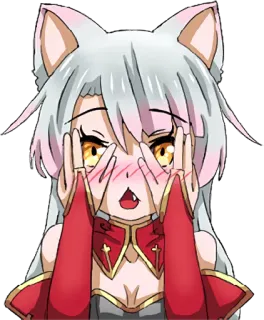😳 애니메이션, 고양이 소녀, 당황, 귀여운, 볼 빨개짐, 카와이 telegram sticker