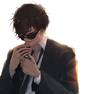 🚧 ผู้ชาย, สูท, บุหรี่, สูบบุหรี่, แว่นกันแดด telegram sticker