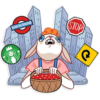 😧 UNDERGROUND rabbit, underground, starbucks, stop sign, basket, london telegram sticker
