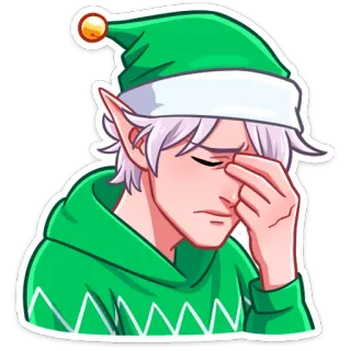 🤦‍♂️ elf, kerst, verdrietig, teleurgesteld, cartoon, personage, groen, feestdagen telegram sticker