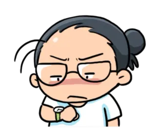 😠 卡通, 烦躁, 时间, 眼镜, 手表, 等待 telegram sticker