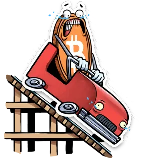 🎡 Bitcoin, Montaña rusa, Mercado, Cripto, Inversión, Finanzas, Caída, Miedo whatsapp sticker