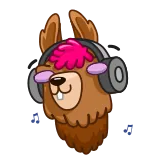 🕺 lama, dessin animé, casque audio, animal, mignon whatsapp sticker