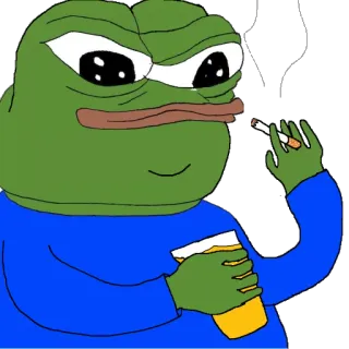 🚬 Pepe the Frog pepe, カエル, ミーム, 喫煙, ビール telegram sticker