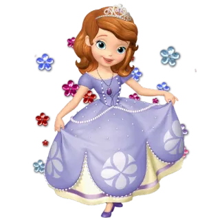 😌 Sofia princesse, dessin animé, animation, robe violette, tiare telegram sticker