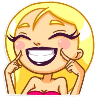 😁 cartoon, blonde, woman, emoji, smiling, happy telegram sticker