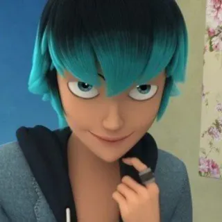 🐍 Luka Couffaine Miraculous: Tales of Ladybug & Cat Noir animiert, fernsehen, charakter, blaue haare, lächelnd telegram sticker