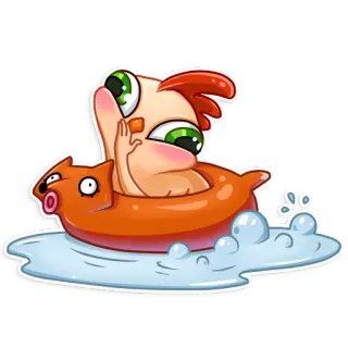 🏊 cartone animato, nuoto, divertente, personaggio, piscina whatsapp sticker