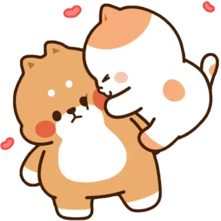 😘 mèo, chó, động vật, tình bạn, kawaii, dễ thương, tình yêu telegram sticker