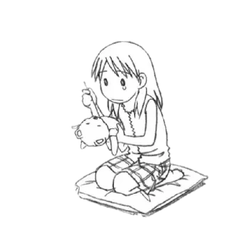 🍀 Anime, Cô gái, Buồn, Khóc, Vẽ, Phác thảo telegram sticker