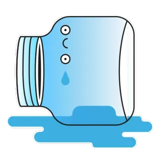 😭 tumpah, air, toples, kartun, cairan, biru telegram sticker