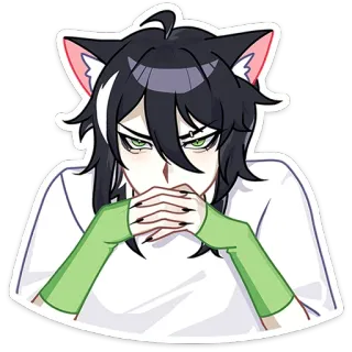 😈 Аниме, Кошачьи ушки, Перчатки, Манга, Мультфильм telegram sticker