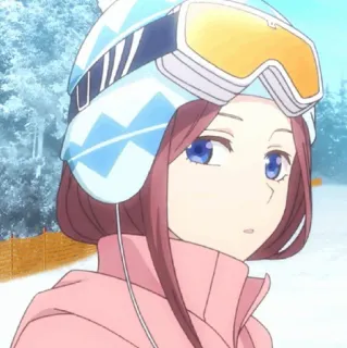 🐾 Anime, Sci, Inverno, Neve, Donna, Occhiali da sci, Ritratto telegram sticker