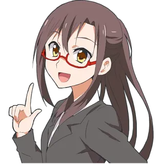 ☝️ Anime, Garota, Estudante, Óculos, Fofa, Feliz telegram sticker