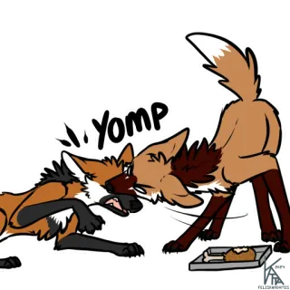 🍗 Yomp volpe, cartone animato, animale, cane, meme, yomp telegram sticker