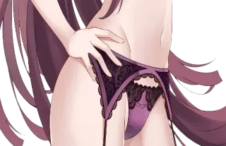 👙 underwear, lingerie, garters, stockings, anime, purple whatsapp sticker