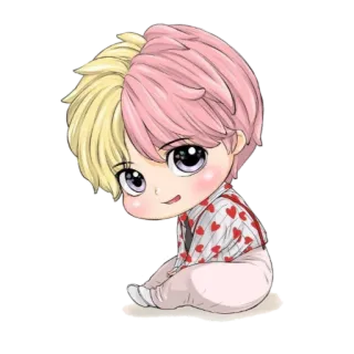 🤔 chibi, cute, cartoon, anime, heart, kawaii whatsapp sticker