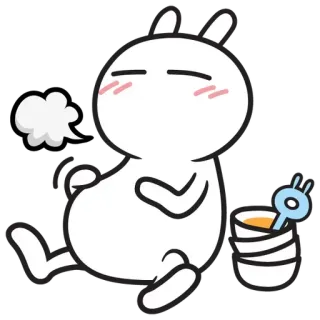 😋 conejo, lindo, relajante, té, kawaii, animal, dibujos animados telegram sticker