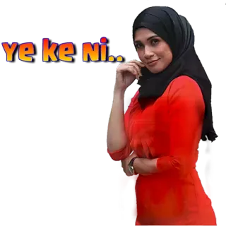 🤔 ye ke ni.. donna, hijab, malese, espressione, curiosa, in posa whatsapp sticker