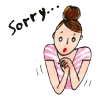 😥 Sorry... извинения, женщина, милый, прости, прощение, выражение, мультфильм telegram sticker
