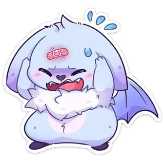 😨 Cartoon, Süß, Traurig, Verletzt, Monster, Verband whatsapp sticker
