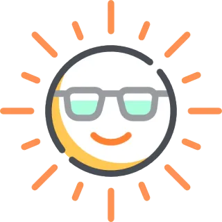 ☀️ พระอาทิตย์, อีโมจิ, แว่นกันแดด, ฤดูร้อน, มีความสุข, ยิ้ม telegram sticker