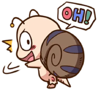 😧 OH! Cartoon, Schnecke, Süß, Animation, Ausruf, Überraschung telegram sticker