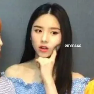 🤔 emssss 表情, 女人, 嗯..., 不确定, 怀疑, 思考 whatsapp sticker